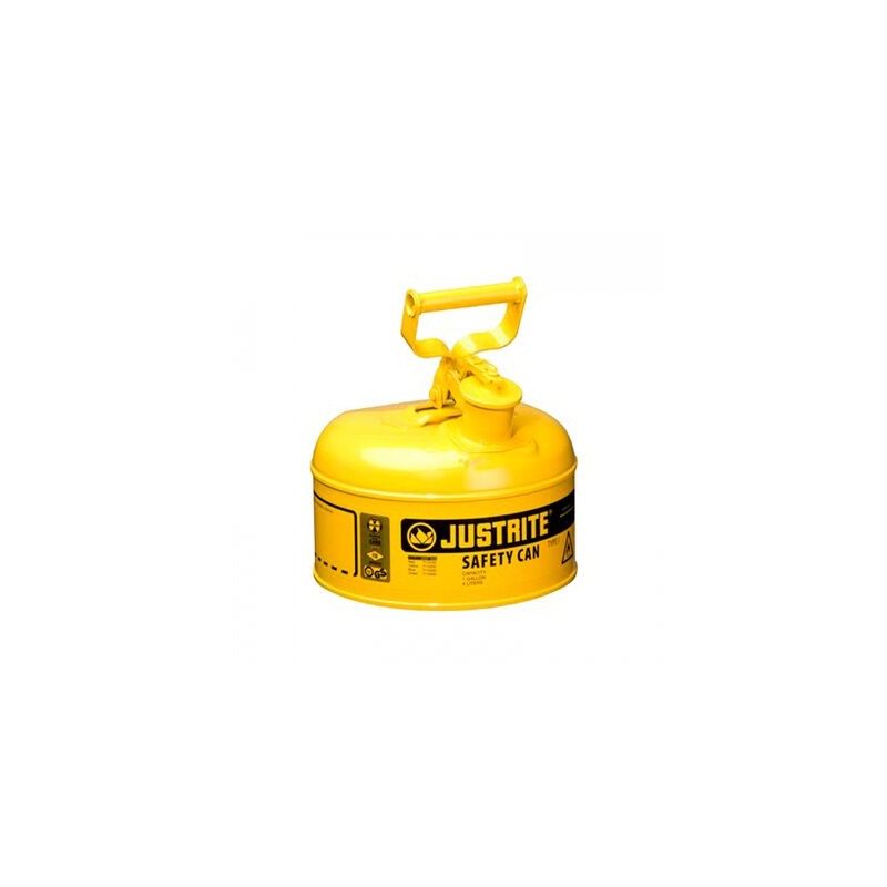 BIDON DE SEGURIDAD JUSTRITE TIPO 1 DE ACERO AMARILLO CAP 4 L C/MANGO DE OSCILANTE