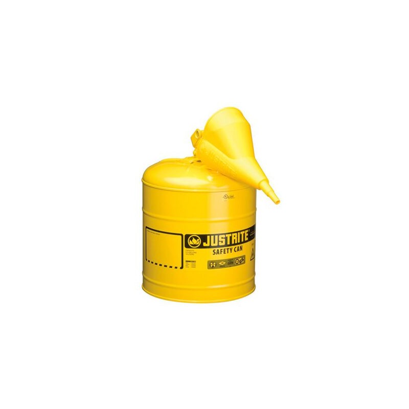 BIDON DE SEGURIDAD JUSTRITE TIPO 1 DE ACERO AMARILLO CAP 5 GAL CEMBUDO