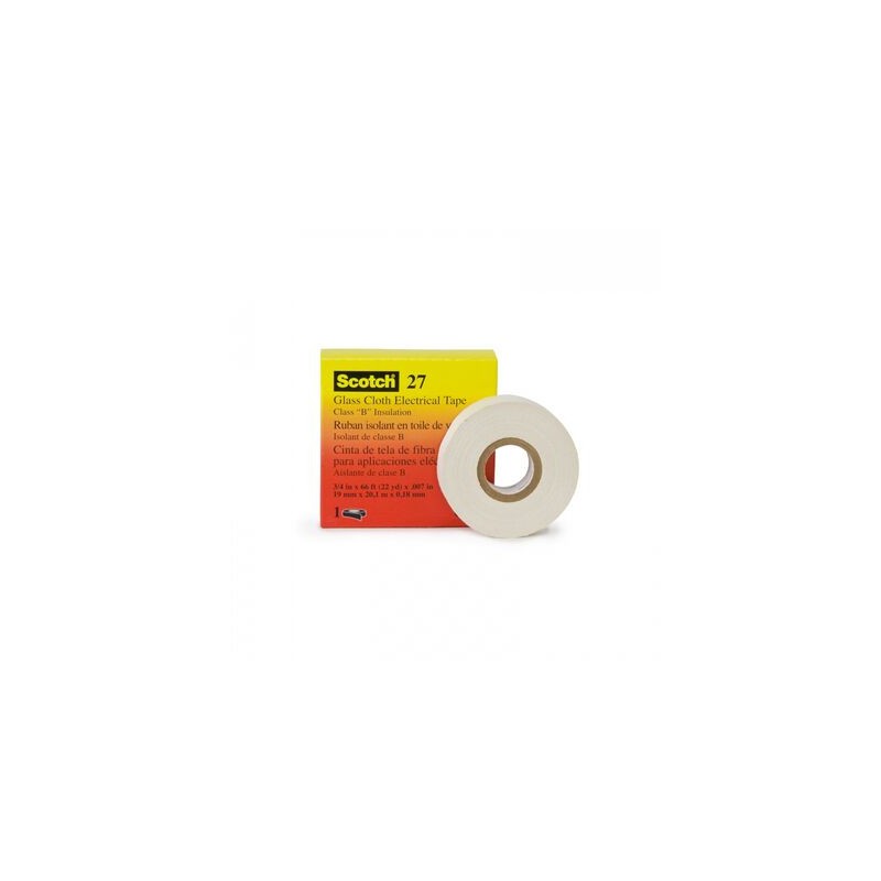 Cinta Scotch 3m 27 Electrica de Fibra de Vidrio CAdhesivo de Caucho Blanco de 19 Mm X 20.1 M