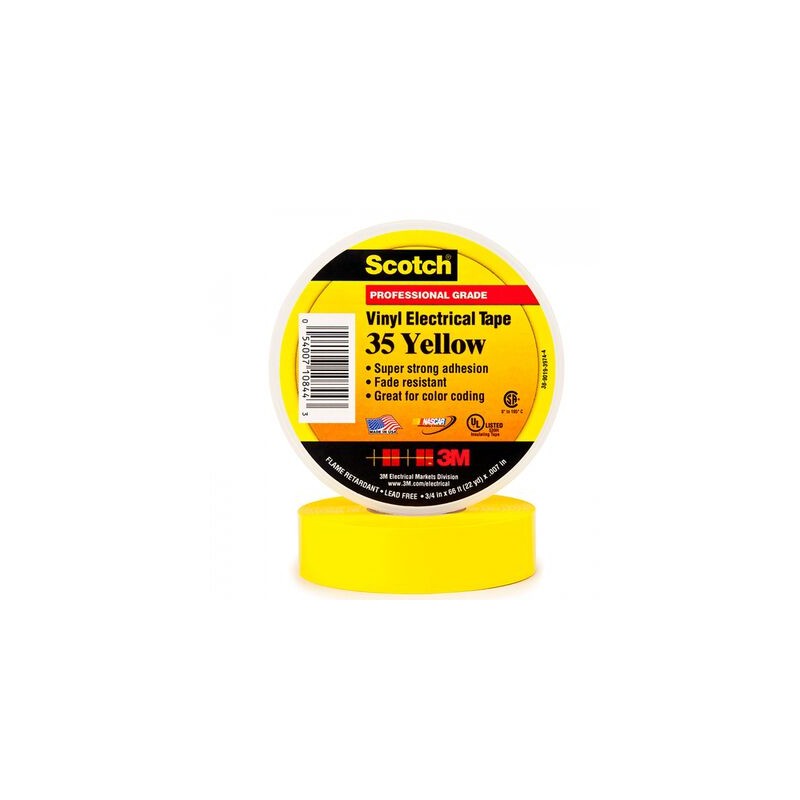 CINTA ELECTRICA 3M 80610833966 SCOTCH 3M 35 DE PVCPOLIVINILO CADHESIVO DE CAUCHO AMARILLO 34 IN X 66 FT