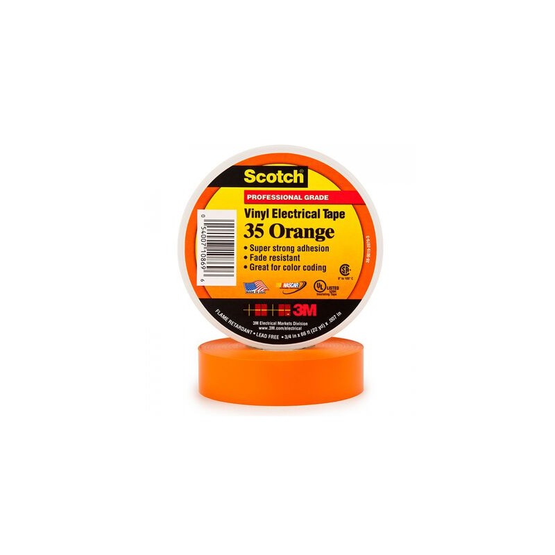 Cinta Electrica 3m 80610834022 Scotch 35 de PvcPolivinilo CAdhesivo de Caucho Naranja 34 In X 66 Ft