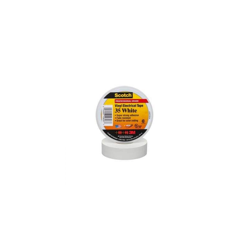 CINTA ELECTRICA 3M 80610833982 SCOTCH 35 DE PVCPOLIVINILO CADHESIVO DE CAUCHO BLANCO 34 IN X 66 FT
