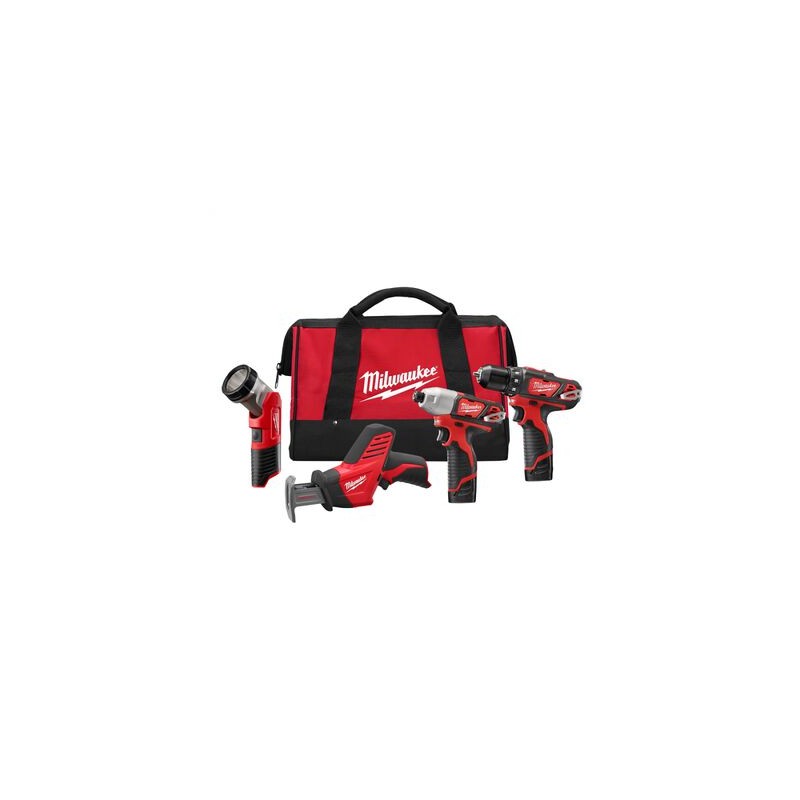 COMBO KIT TALADRO MILWAUKEE 249824 38IN LLAVE DE IMPACTO 14IN SIERRA SABLE Y LAMPARA DE TRABAJO M12 FUEL