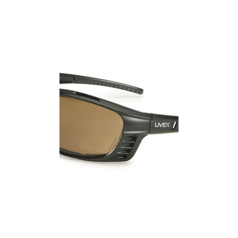 LENTE UVEX LIVEWIRE ARMAZON NEGRO MICA CAFE ANTIEMPANANTE HYDROSHIELD